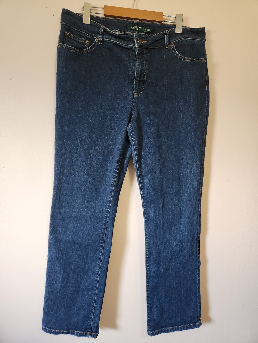 Lauren Ralph Lauren Premier Straight Leg Dark Wash Stretch Jeans Size 14 Classic